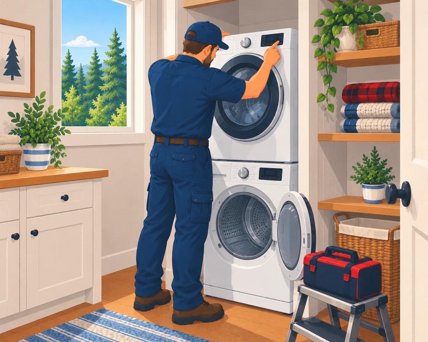 Clothes dryer repair in a Springwater, Ontario laundry room